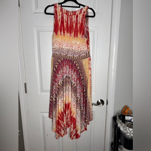 SOMA Keyhole Scarf Hem Midi Dress Women's XS Multicolor Stretch Cutout Boat Neck - Picture 4 of 8